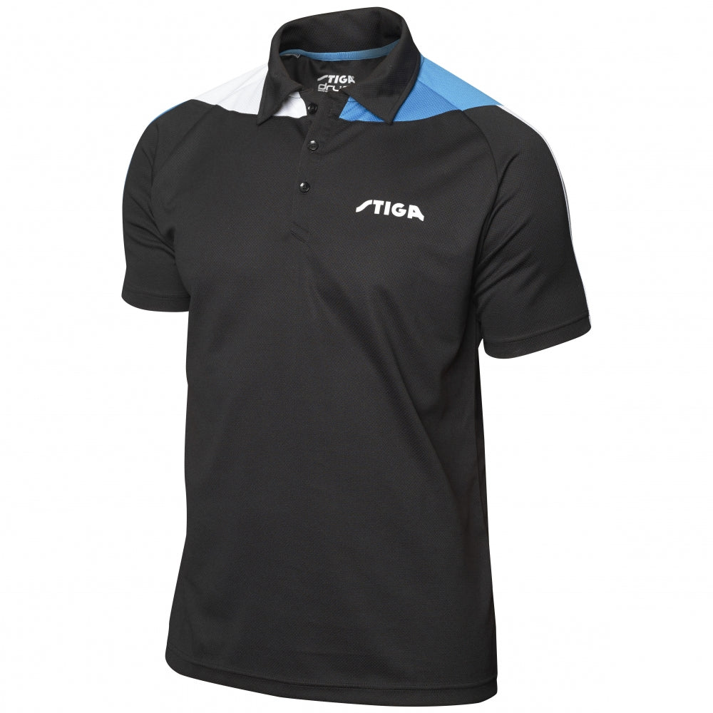 Stiga Polo Pacific Zwart/Vivid Blue/Wit